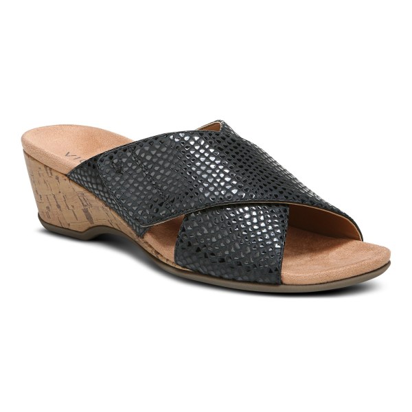 Vionic Sandals Ireland - Leticia Wedge Sandal Black - Womens Shoes Clearance | PJDKU-0751